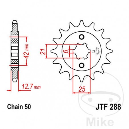 JT SPROCKETS Piñón transmisión engranaje grueso 17T P-530 6 Ø21/25MM 726.21.57