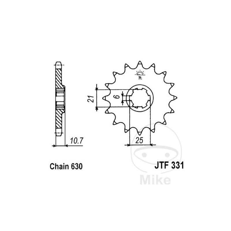 JT SPROCKETS coarse gear transmission pinion 14T P-630 6 Ø21/25MM 726.04.98