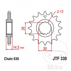 JT SPROCKETS Fine gear transmission pinion 15T 630 Ø26/30 726.21.99