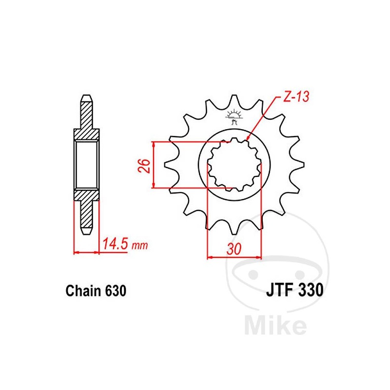 JT SPROCKETS Fine gear transmission pinion 15T 630 Ø26/30 726.21.99