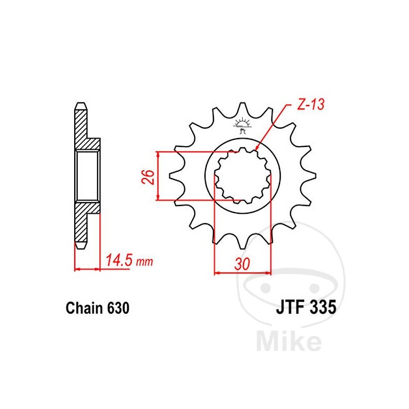 JT SPROCKETS Piñón transmisión engranaje fino 15T 630 Ø26/30 726.22.15