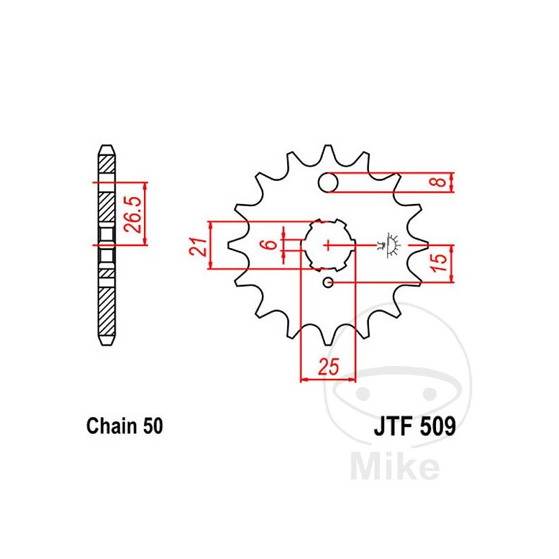 JT SPROCKETS Piñón transmisión engranaje grueso 15T 530 6 Ø21/25 726.22.23