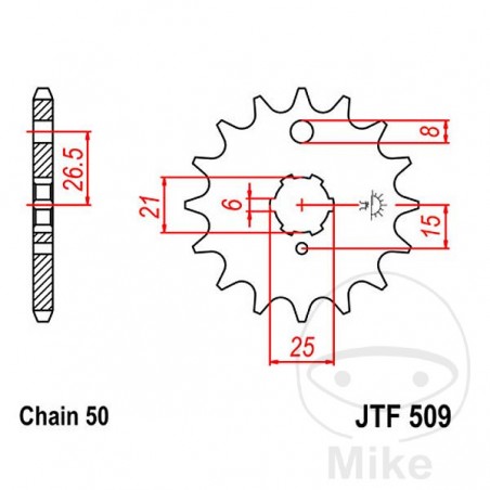 JT SPROCKETS coarse gear transmission pinion 15T 530 6 Ø21/25 726.22.23