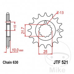 JT SPROCKETS Fine gear transmission pinion 15T 630 Ø21.6/25 726.22.31