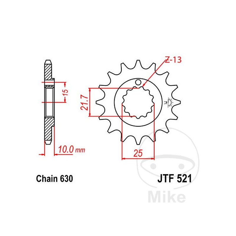 JT SPROCKETS Fine gear transmission pinion 15T 630 Ø21.6/25 726.22.31