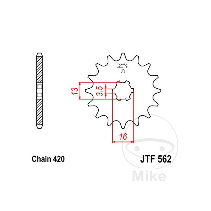 JT SPROCKETS Piñón transmisión engranaje grueso 9T P-420 3.5 Ø13/16MM 726.45.67