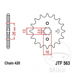 JT SPROCKETS Piñón transmisión engranaje grueso 14T P-420 3.5 Ø13/16MM 726.45.59