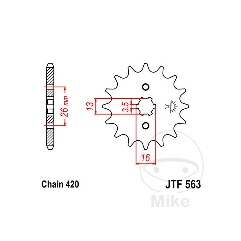 JT SPROCKETS Piñón transmisión engranaje grueso 14T P-420 3.5 Ø13/16MM 726.45.59