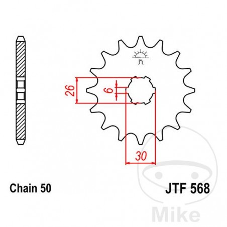 JT SPROCKETS coarse gear transmission pinion 16T P-530 6 Ø26/30MM 726.04.86