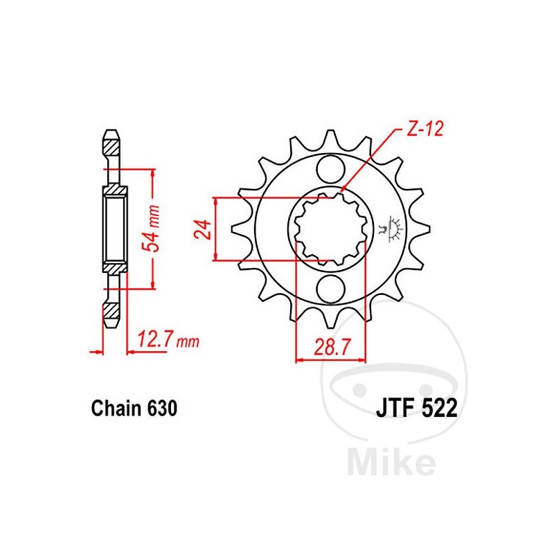 JT SPROCKETS Piñón transmisión engranaje fino 16T P-630 Ø24/28.5MM 726.03.23