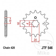 JT SPROCKETS Piñón transmisión engranaje grueso 14T P-420 4 Ø16/20MM 726.35.51