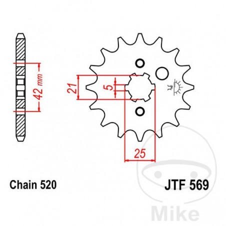 JT SPROCKETS Piñón transmisión engranaje grueso 11T P-520 5 Ø21/25MM 726.40.62