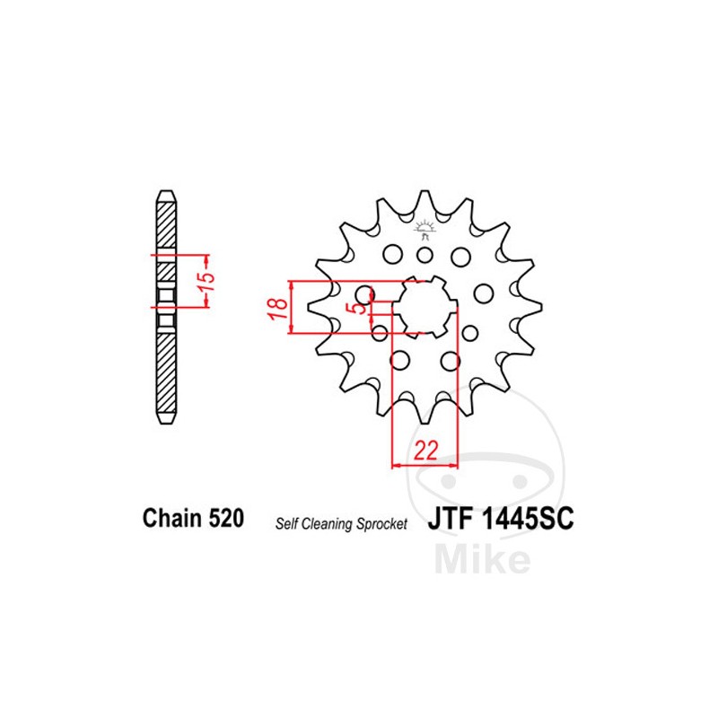 JT SPROCKETS Piñón transmisión racing engranaje grueso 12T P-520 5 Ø18/22MM 726.21.08