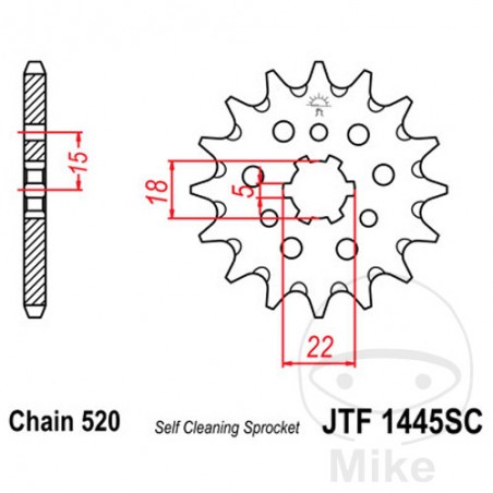 JT SPROCKETS Piñón transmisión racing engranaje grueso 12T P-520 5 Ø18/22MM 726.21.08