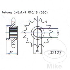 ESJOT Fine gear transmission pinion 17T 520 Ø21.4/25 726.28.35