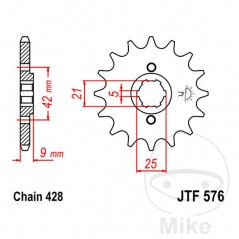 JT SPROCKETS Piñón transmisión engranaje grueso 18T P-428 5 Ø21/25MM 726.45.42