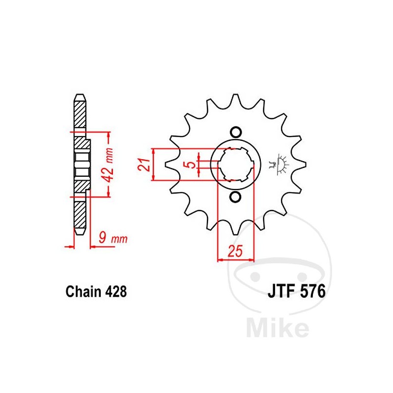 JT SPROCKETS Piñón transmisión engranaje grueso 18T P-428 5 Ø21/25MM 726.45.42