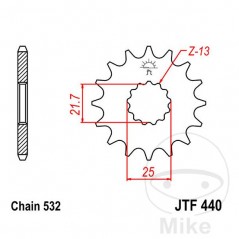 JT SPROCKETS Fine gear transmission pinion 15T P-532 Ø21.6/25MM 726.47.24