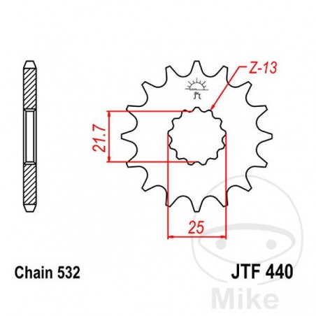 JT SPROCKETS Piñón transmisión engranaje fino 15T P-532 Ø21.6/25MM 726.47.24