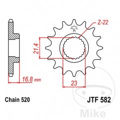 JT SPROCKETS Fine gear transmission pinion 15T P-520 Ø21.3/23MM 726.05.80