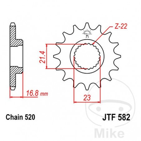 JT SPROCKETS Piñón transmisión engranaje fino 15T P-520 Ø21.3/23MM 726.05.80