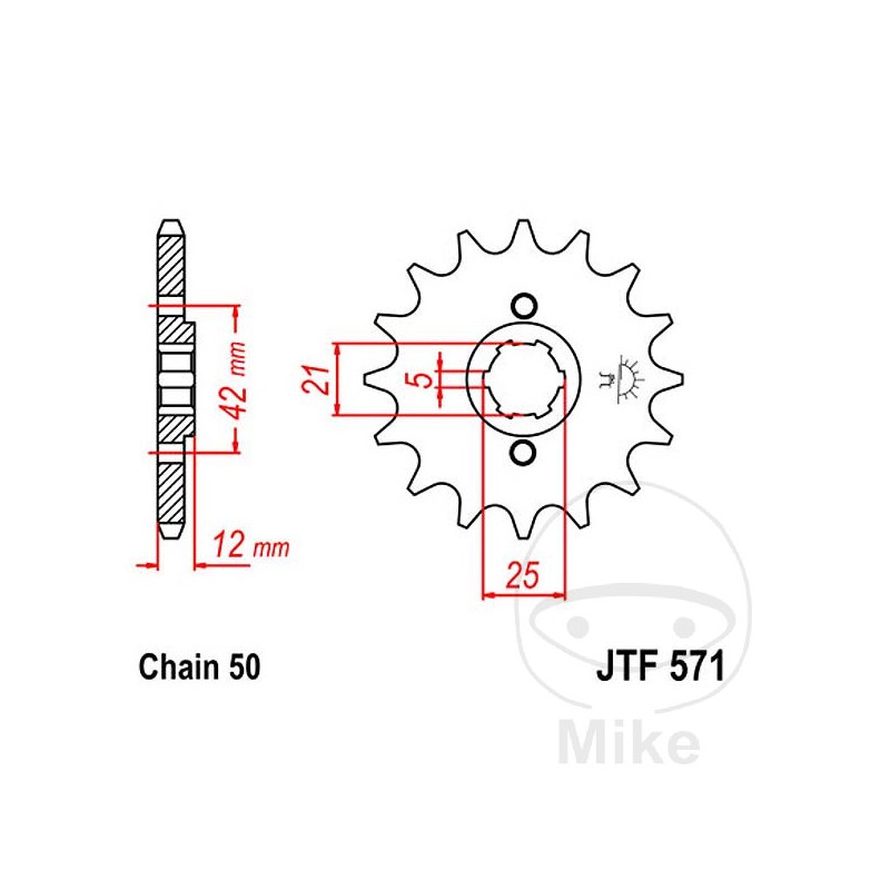 JT SPROCKETS Piñón transmisión engranaje grueso 16T P-530 5 Ø21/25MM 726.24.13