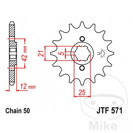 JT SPROCKETS Piñón transmisión engranaje grueso 16T P-530 5 Ø21/25MM 726.24.13