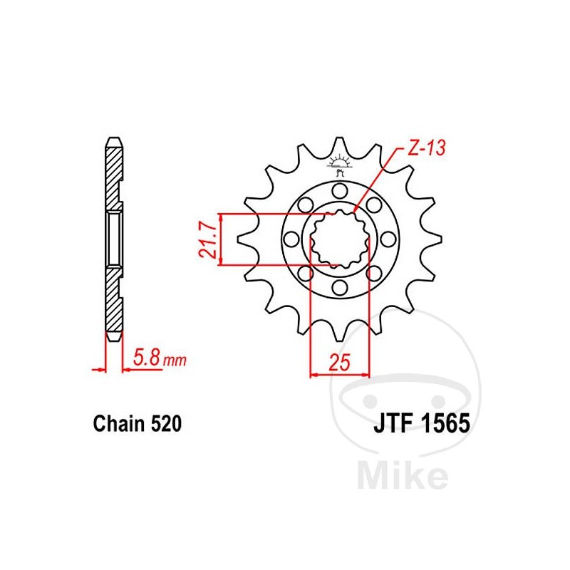 JT SPROCKETS Piñón transmisión racing engranaje fino 14T P-520 Ø21.6/25MM 726.30.98