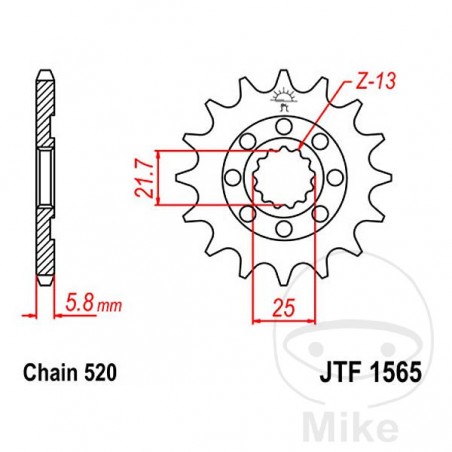 JT SPROCKETS Pinion transmission racing fine gear 14T P-520 Ø21.6/25MM 726.30.98