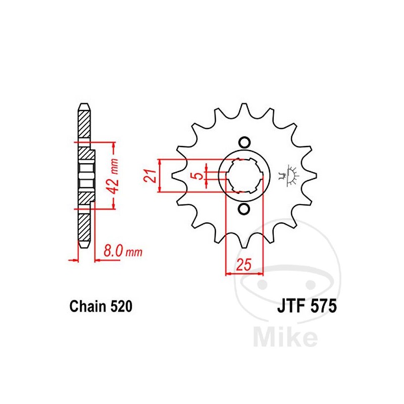 JT SPROCKETS Piñón transmisión engranaje grueso 15T P-520 5 Ø21/25MM 726.27.28