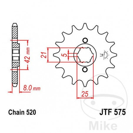 JT SPROCKETS Piñón transmisión engranaje grueso 15T P-520 5 Ø21/25MM 726.27.28
