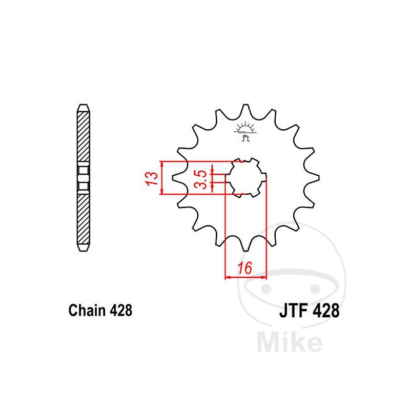 JT SPROCKETS coarse gear transmission pinion 14T P-428 3.5 Ø13/16MM 726.25.46