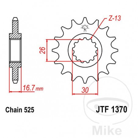 JT SPROCKETS transmission sprocket 16T P-525 ALTN: 7260350 726.12.58