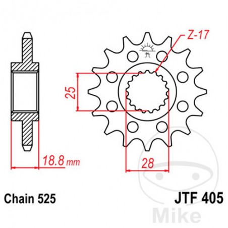 JT SPROCKETS Racing transmission sprocket 20T P-525 ALTN: 7260592 726.41.53