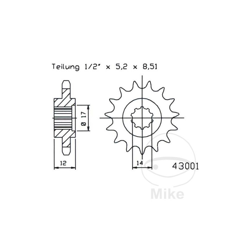 ESJOT Fine gear transmission pinion 13T 420 Ø14/16.5 726.41.79