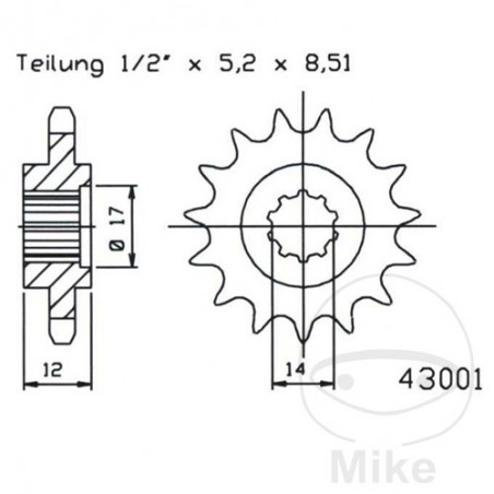 ESJOT Fine gear transmission pinion 13T 420 Ø14/16.5 726.41.79