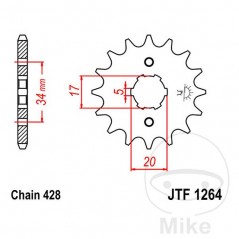 JT SPROCKETS Piñón transmisión engranaje grueso 17T P-428 5 Ø17/20MM 726.39.99