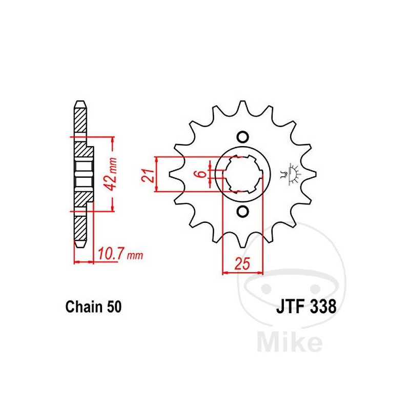 JT SPROCKETS coarse gear transmission pinion 16T P-530 6 Ø21/25MM 726.21.73