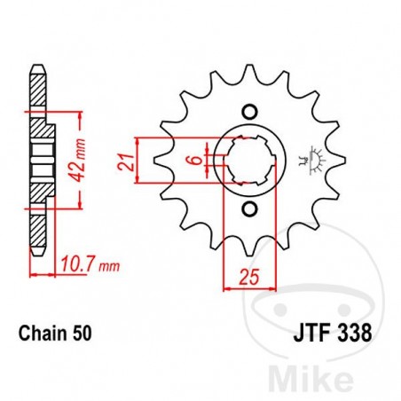 JT SPROCKETS Piñón transmisión engranaje grueso 16T P-530 6 Ø21/25MM 726.21.73