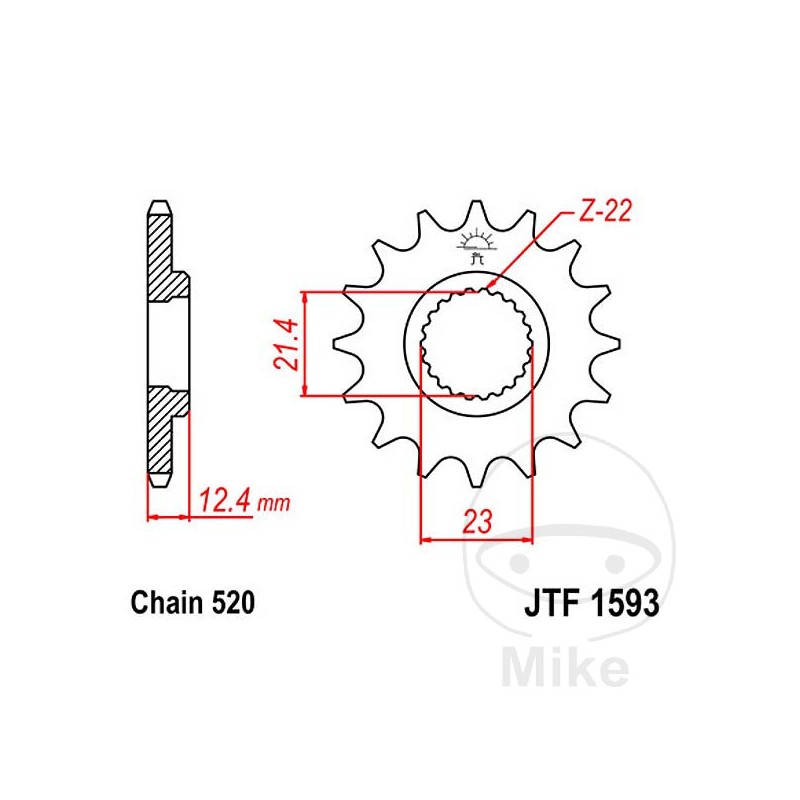 JT SPROCKETS Fine gear transmission pinion 14T 520 Ø21.4/23 726.42.78