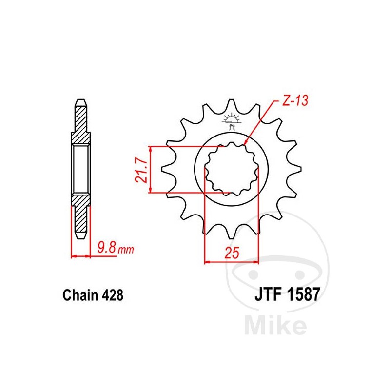 JT SPROCKETS Piñón transmisión engranaje fino 20T P-428 Ø21.6/25MM 726.29.00