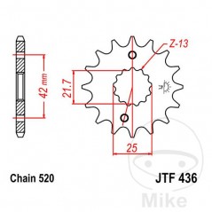 JT SPROCKETS Fine gear transmission pinion 14T P-520 Ø21.6/25MM 726.63.23