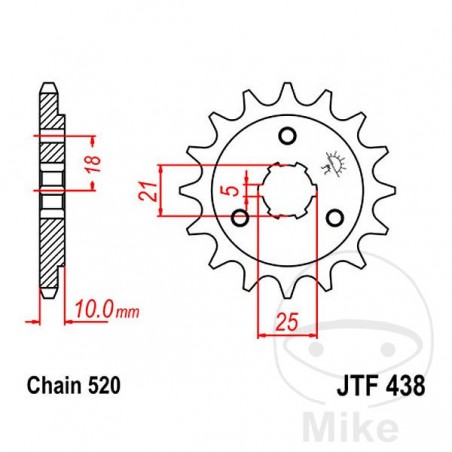 JT SPROCKETS Piñón transmisión engranaje grueso 14T P-520 5 Ø21/25MM 726.45.91
