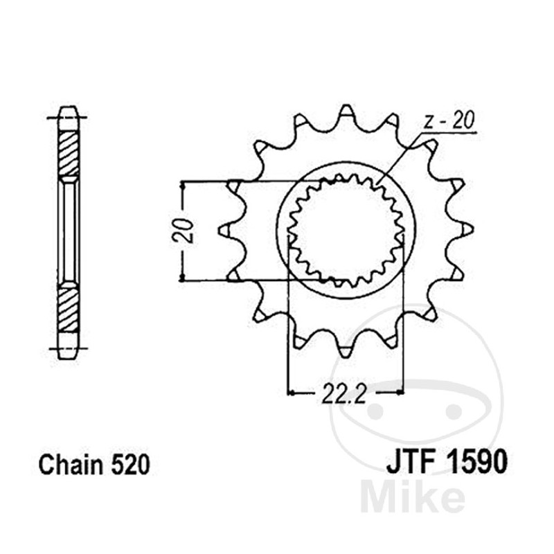 JT SPROCKETS Piñón transmisión engranaje fino RACING 14T 520 Ø20/22.2 726.47.73