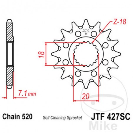 JT SPROCKETS Piñón transmisión racing engranaje fino 12T P-520 Ø18/20MM 726.48.07