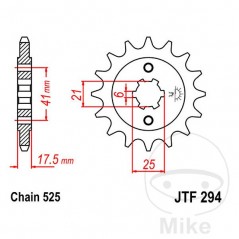 JT SPROCKETS Piñón transmisión engranaje grueso 14T 525 6 Ø21/25 726.48.31