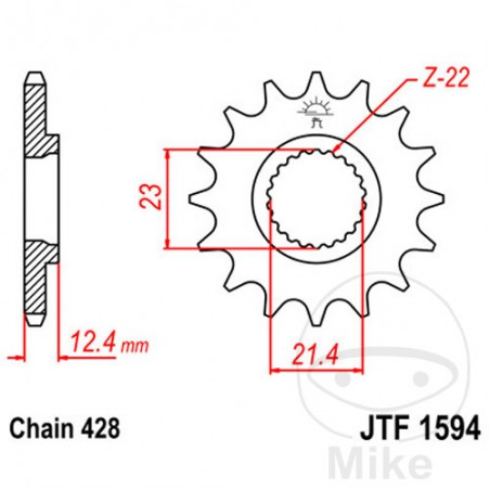 JT SPROCKETS Piñón transmisión engranaje fino 15T 428 Ø21.4/23 726.48.64