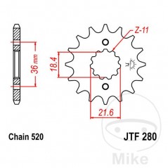 JT SPROCKETS Fine gear transmission pinion 13T 520 Ø18.5/22 726.49.63