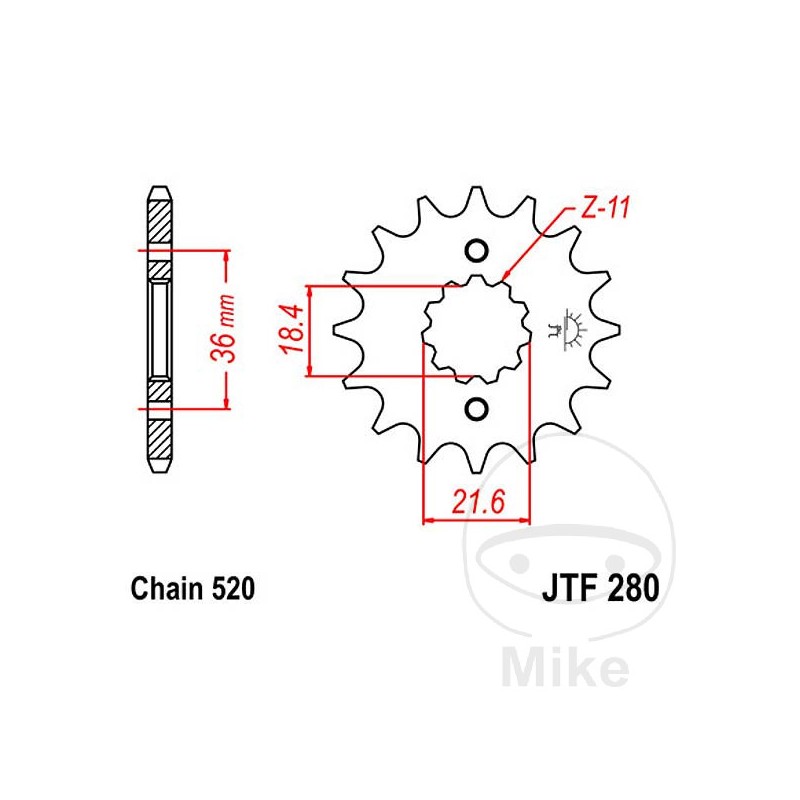 JT SPROCKETS Fine gear transmission pinion 13T 520 Ø18.5/22 726.49.63