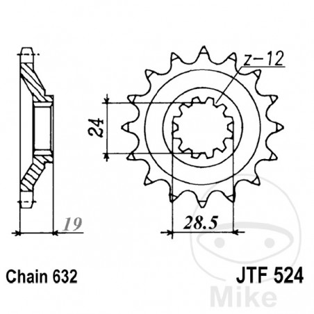 JT SPROCKETS Piñón transmisión engranaje fino 15T 632 Ø24/28.5 726.50.10